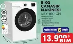 KEYSMART 8 KG ÇAMAŞIR MAKİNESİ KEY 810 CM fiyat ve kampanya bilgisi